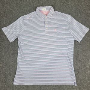 Johnnie-O Grady Men's Golf Polo Shirt Size L Confeti Pink Striped Short Sleeve